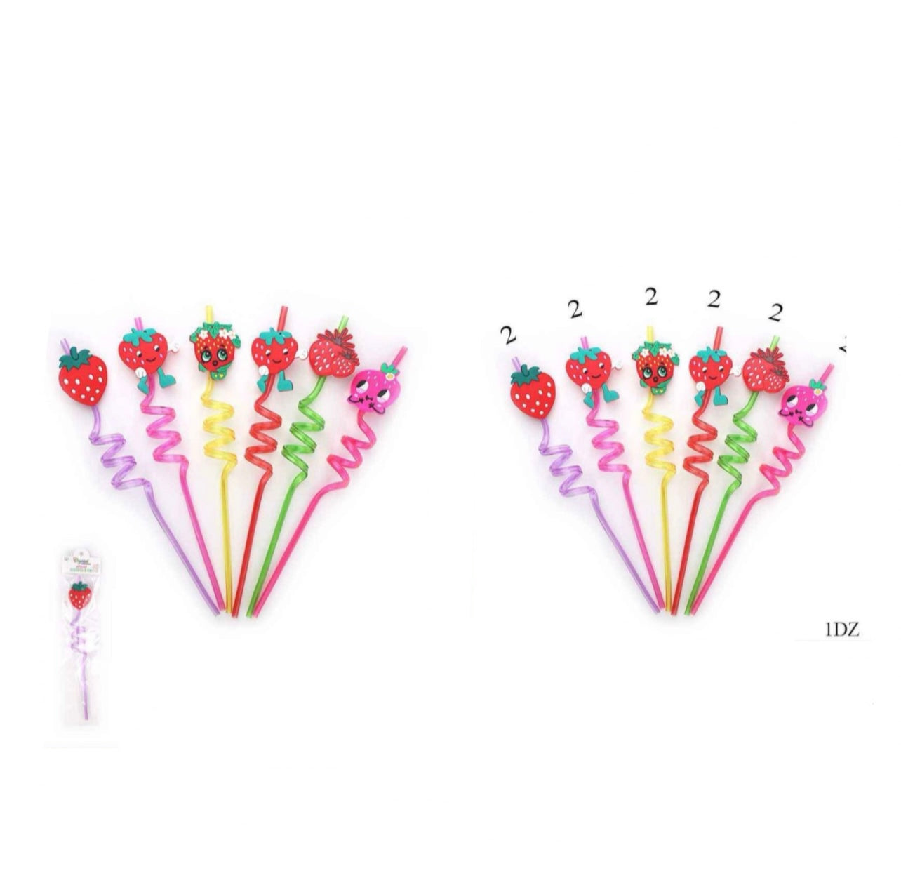 STRAWBERRY TWIRL STRAWS 12 PCS PACK KNV -9266