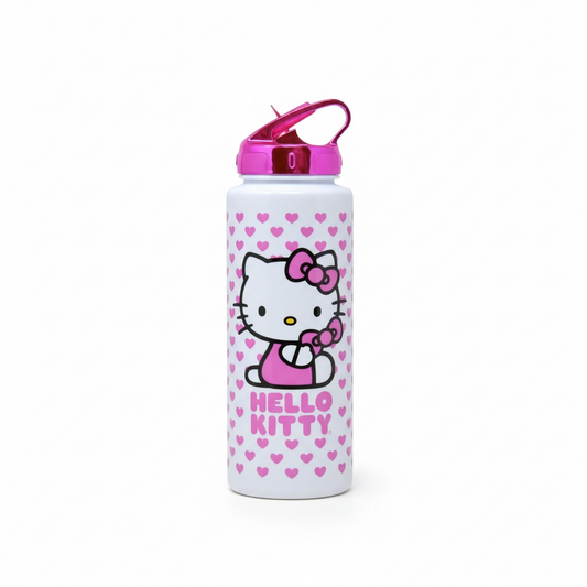 6PCS HELLO KITTY PINK METALLIC LID WITH HEARTS WATER BOTTLE #BOTH