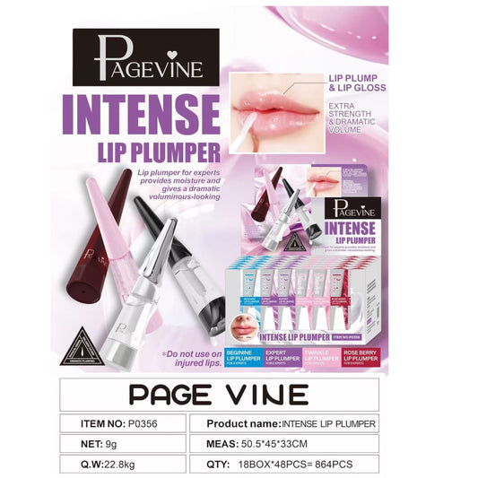 48PCS DISPLAY PAGEVINE INTENSE LIP PLUMPER PO356 (TIKTOK VIRAL)