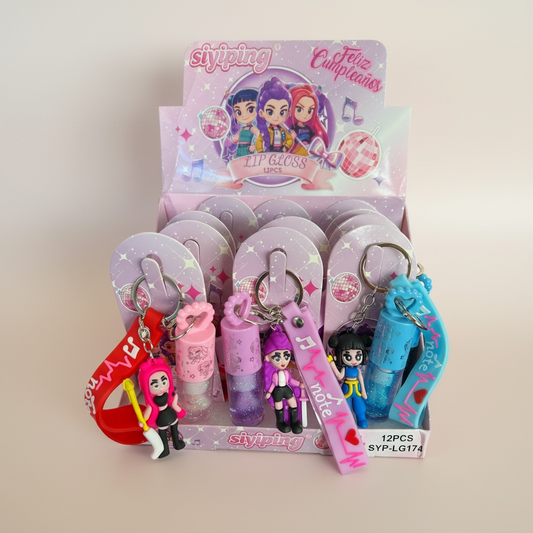 12PCS DISPLAY SIYIPING K POP LIPGLOSS WITH KEYCHAIN SYP-LG174