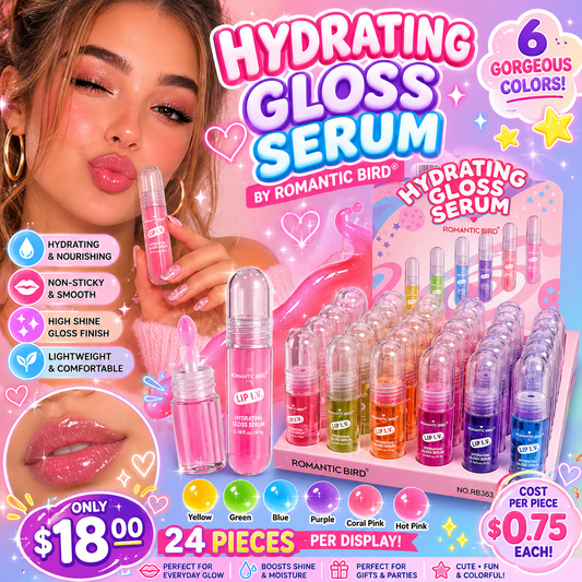 24PCS DISPLAY ROMANTIC BIRD DUPE LIPGLOSS SERUM HYDRATING RB363
