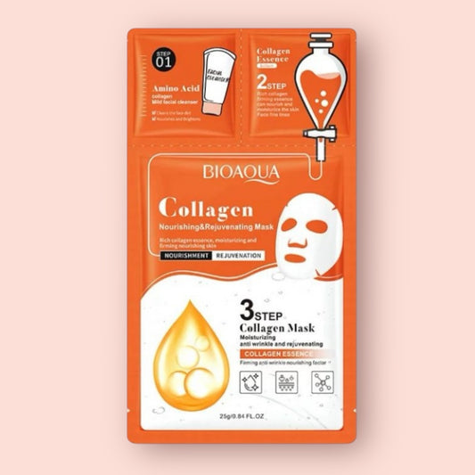 12PCS PACK BIOAQUA COLLAGEN 3 STEP COLLAGEN FACIAL MASK 8229