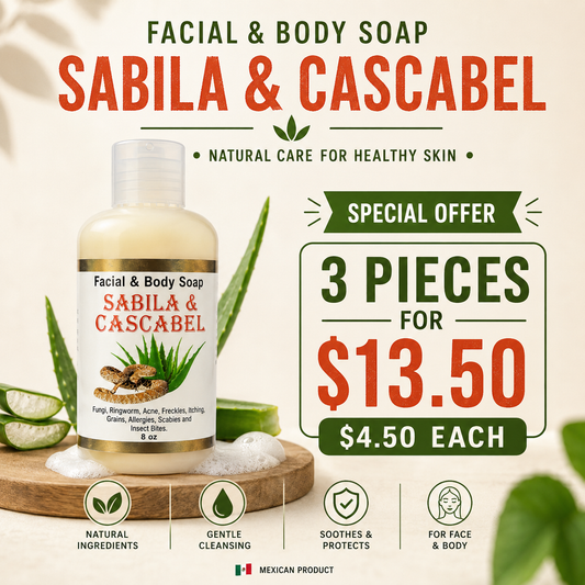 3PCS JABÓN FACIAL DE SÁBILA Y CASCABEL 0143