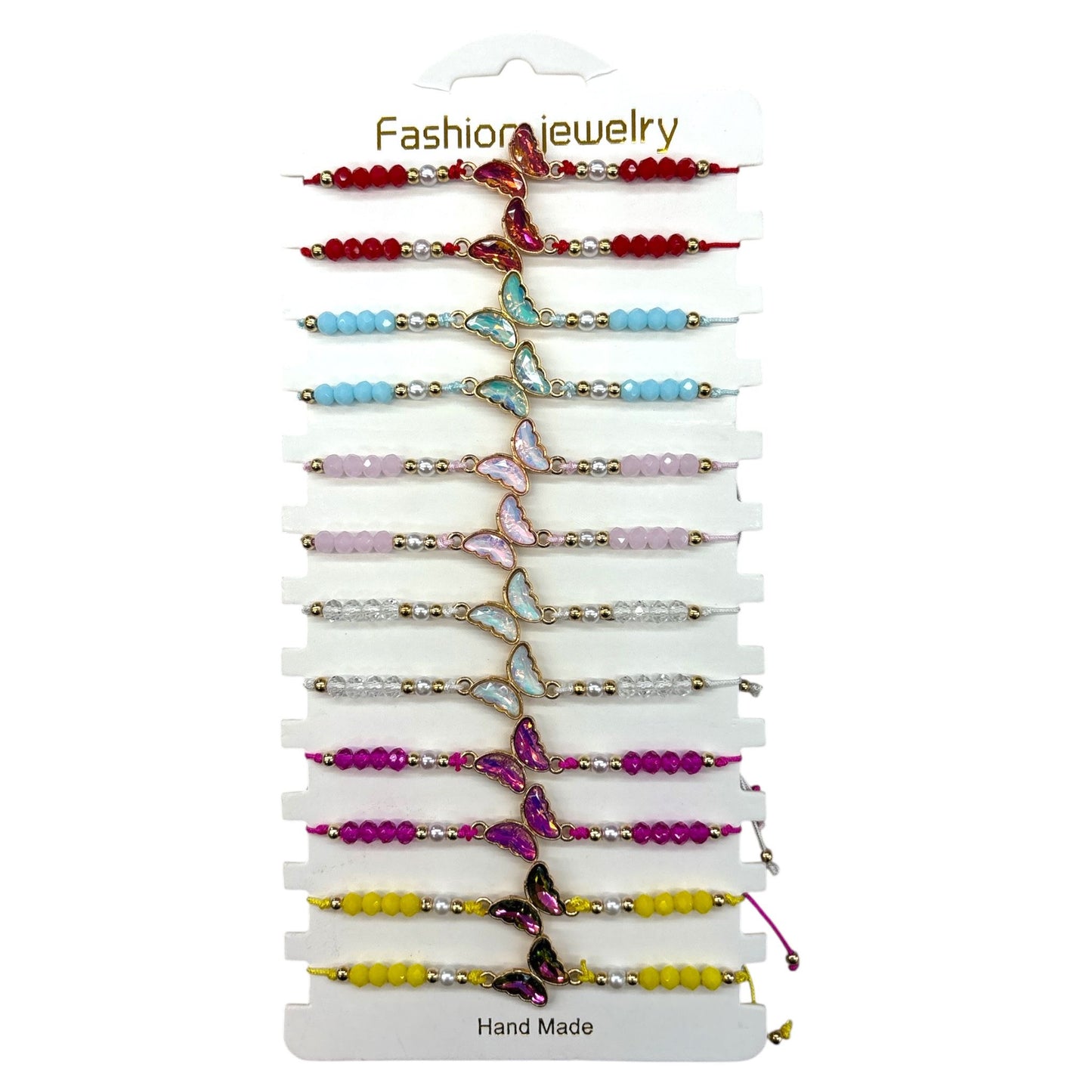 12PCS PACK GLOSSY BUTTERFLY STRING  BRACELET