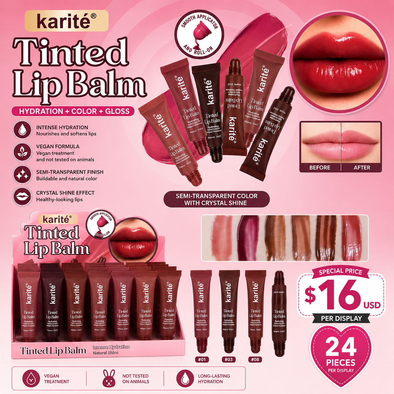 24PCS DISPLAY KARITE TINTED LIP BALM 71160-47