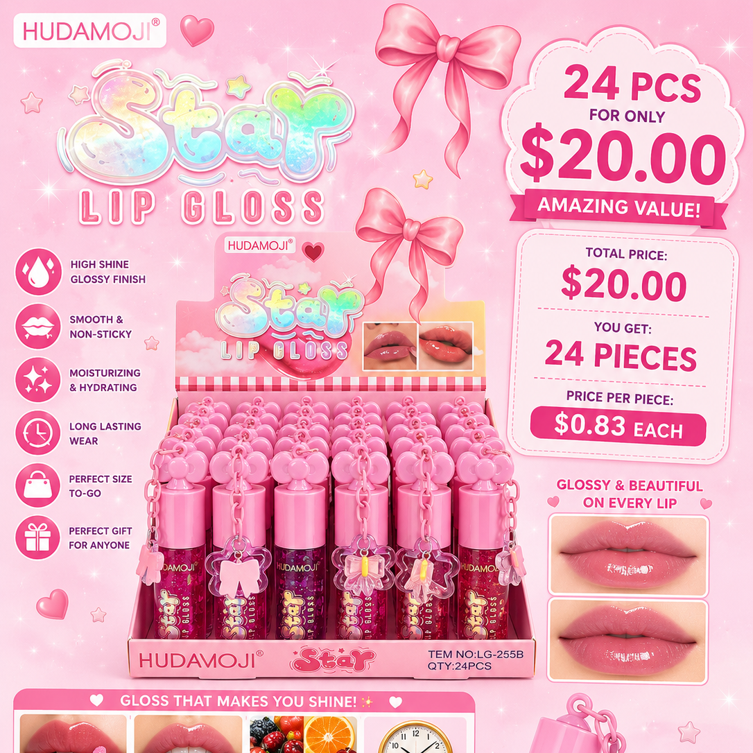 24PC DISPLAY BOW LIP GLOSS LG-255B
