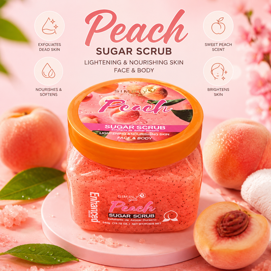 3PCS SIMPLY BELLA PEACH SHEA SUGAR SCRUB SIB1037