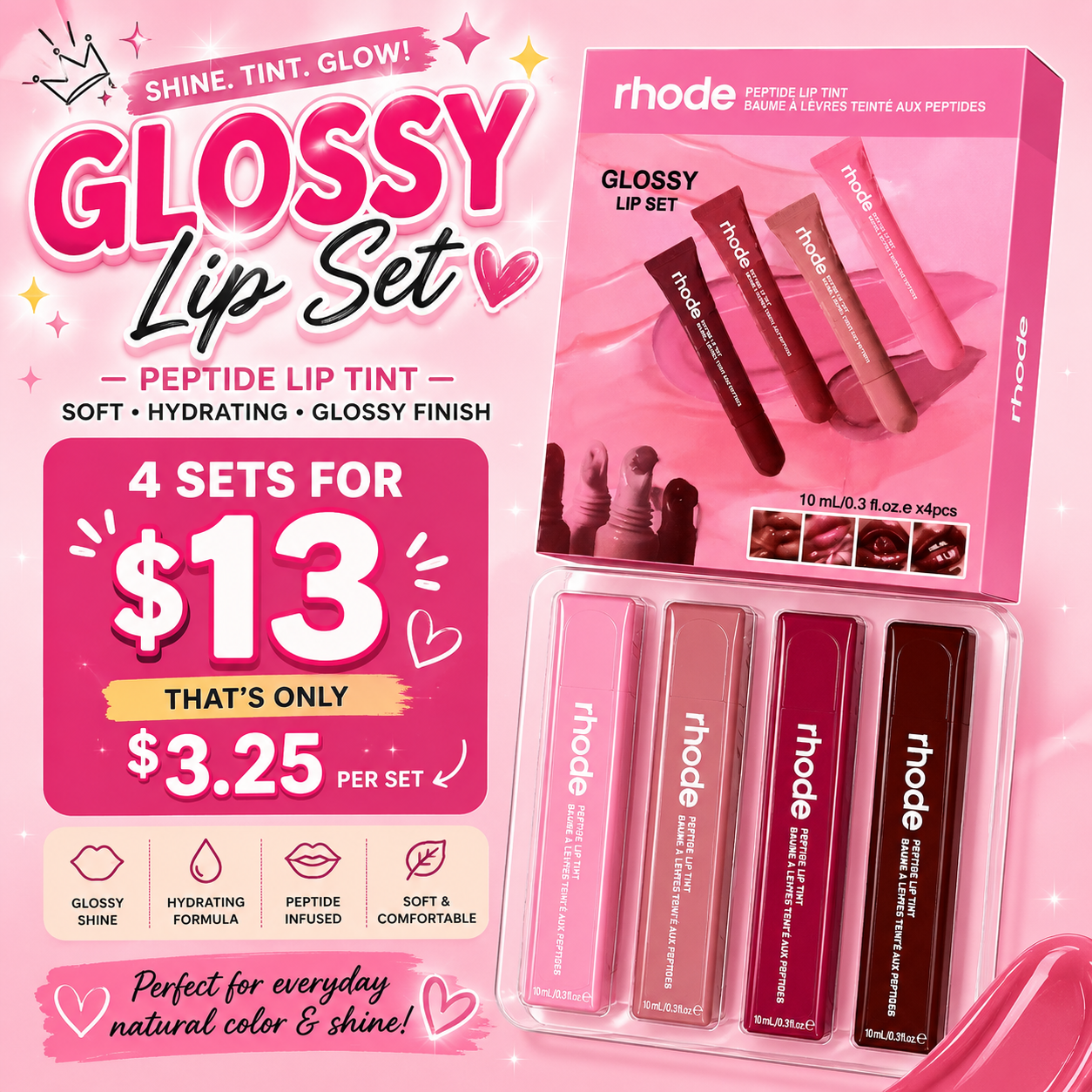 4PCS SET RHODE WITH PEPTIDE LIP TINT 2588