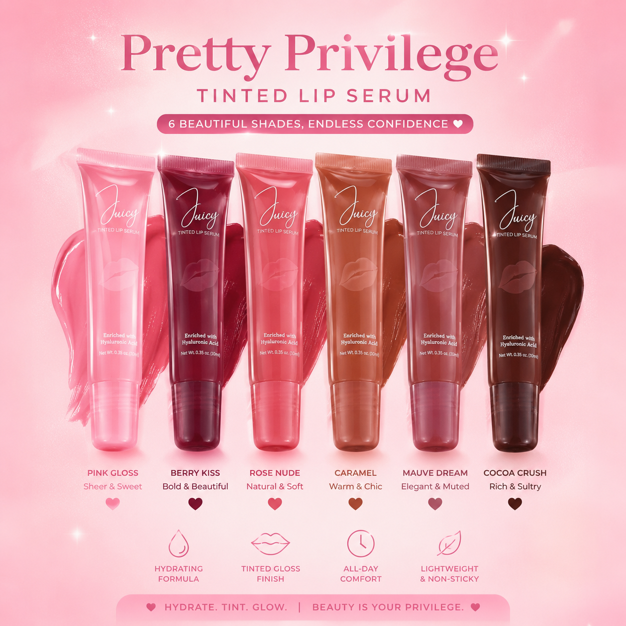 2PCS PRETTY PRIVILEGE TINTED LIP GLOSS 1287