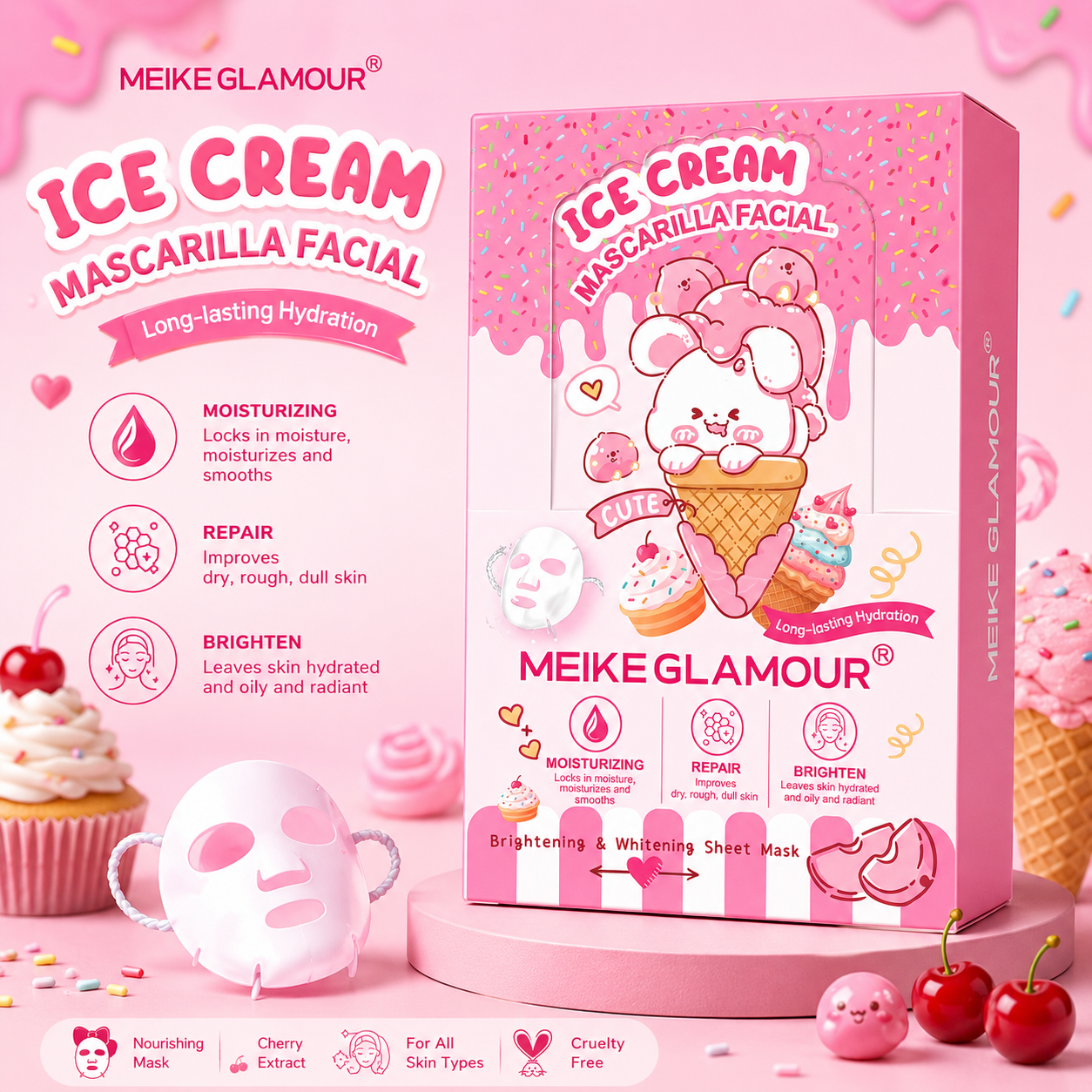 50PC ICE CREAM FACE MASK SHEETS MK547