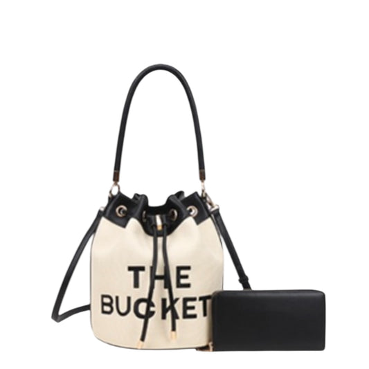 1PCS DARK THE BUCKET PURSE WITH WALLET BL-9153WBK