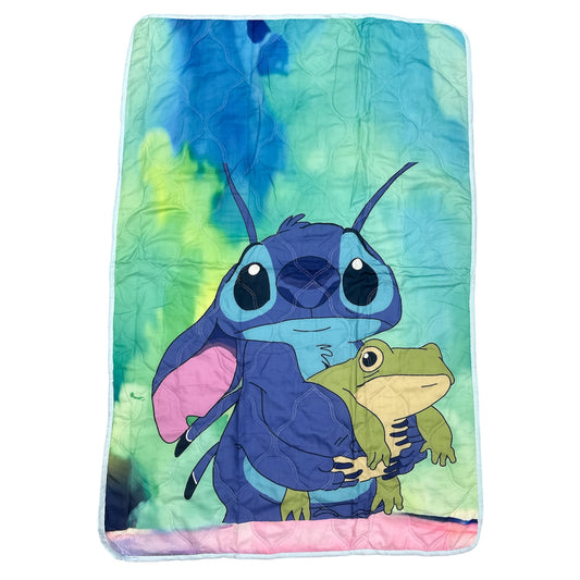 2 PCS BLUE GUY WITH FROG QUILT BLANKET #1