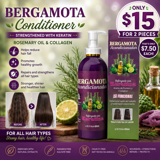 2PCS ACONDICIONADOR BERGAMOTA REFORZADO CON KERATINA ROMERO Y COLÁGENO BM-2001