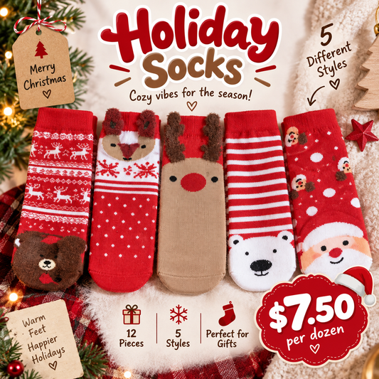 12PCS PACK RED CHRISTMAS SOCKS F260744