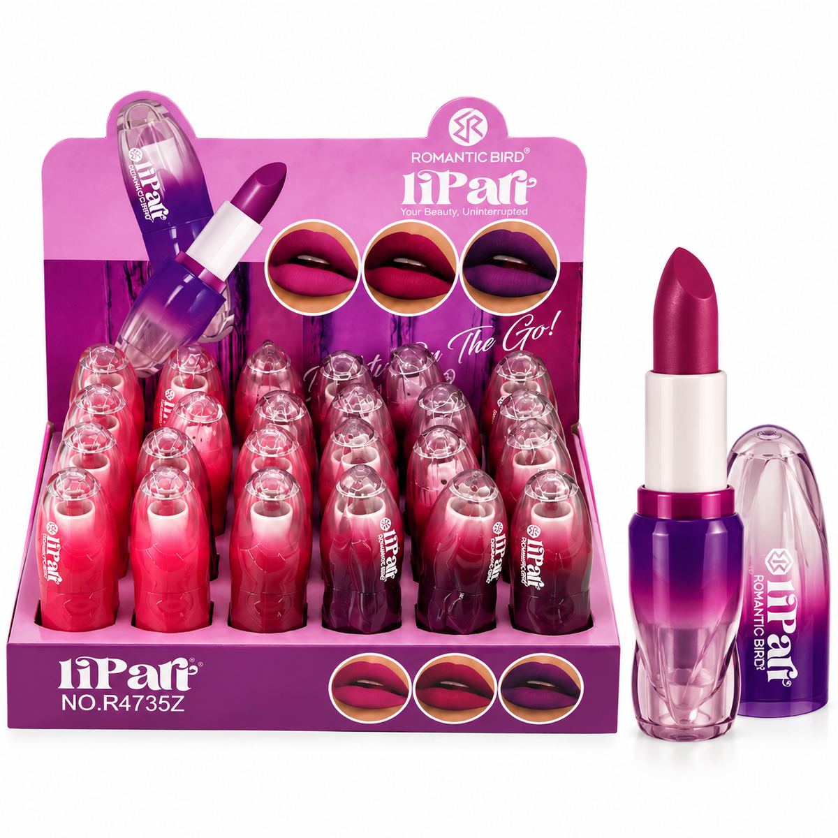 Romantic Bird Lipstick Pink & Purple Tones