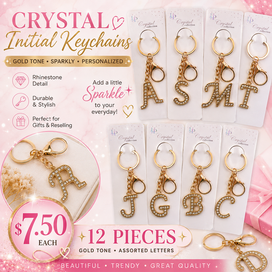 12PCS PACK KEYCHAIN INITIALS GOLD KBC-0710GC