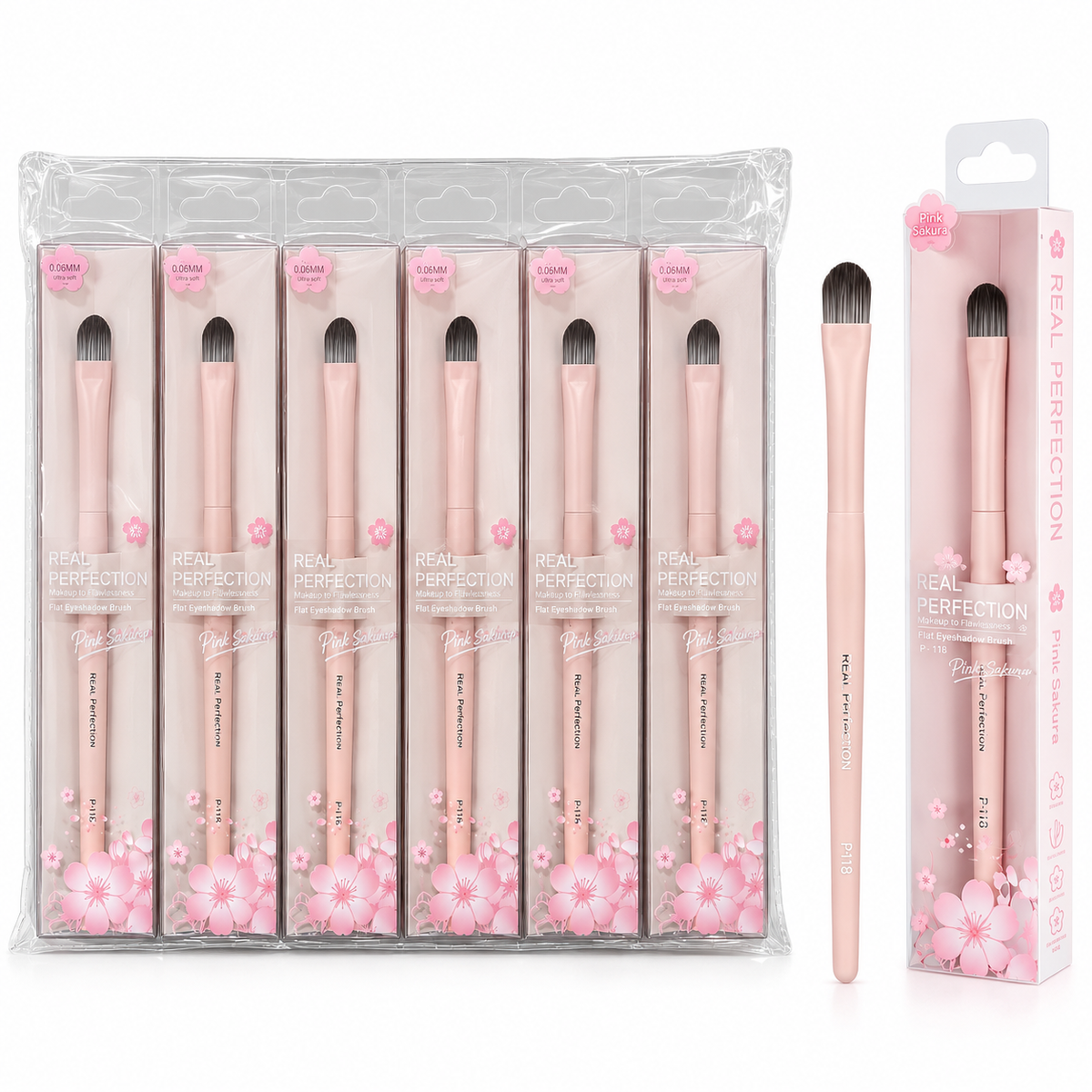 Real Perfection Pink Sakura Flat Eyeshadow Brush