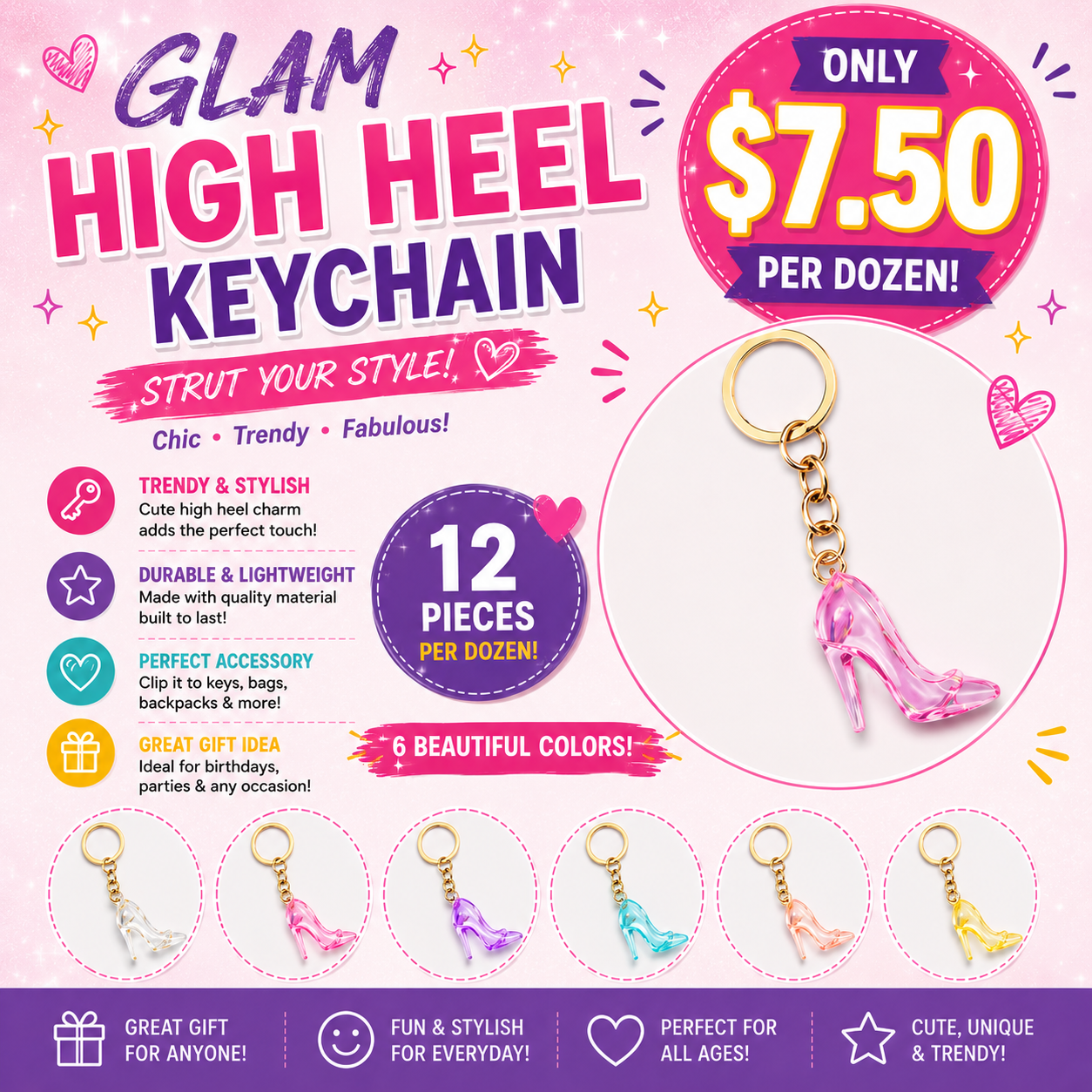 12PCS PACK HILLS KEYCHAIN MULTICOLOR KBC-0698