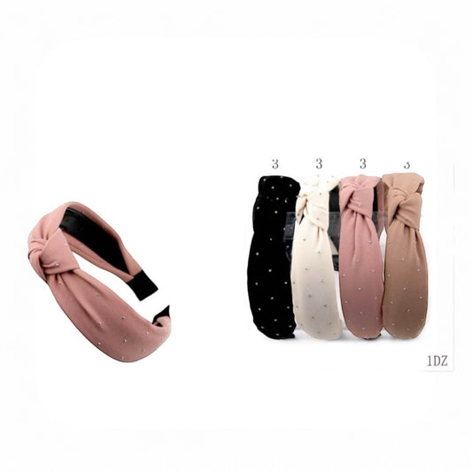 MAUVE STUDDED HEADBANDS 12 PCS PACK #FB08