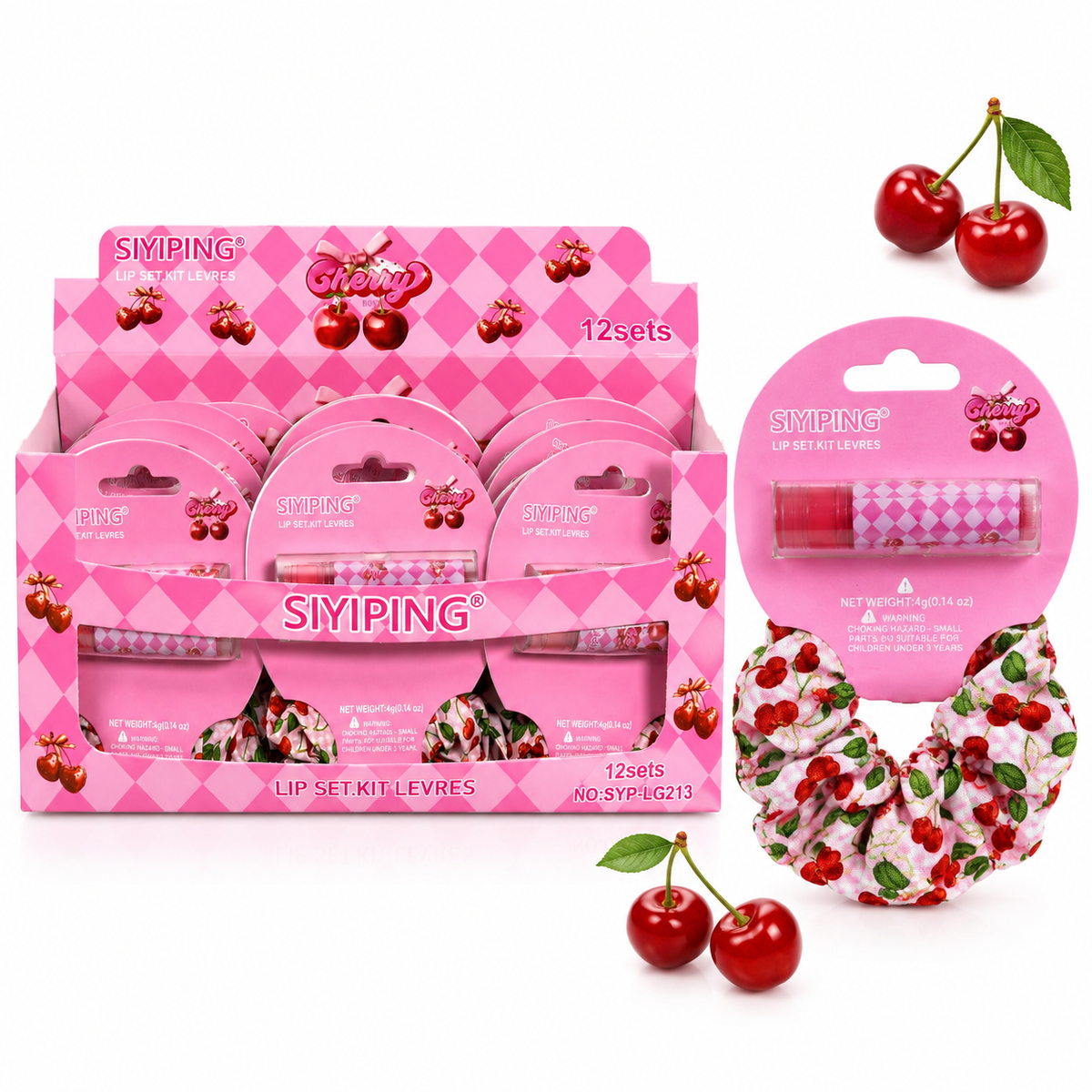 Siyiping Cherry Lip Balm & Hair Tie Duo
