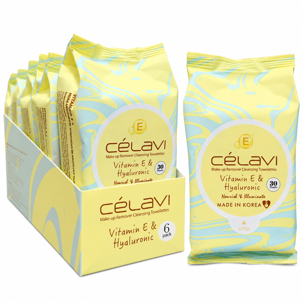 Celavi Makeup Vitamin E & Hyaluronic Remover Cleansing Towelettes