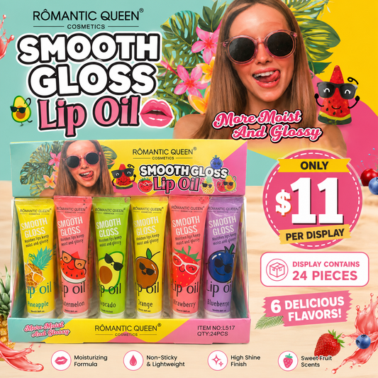 24PCS ROMANTIC QUEEN LIP OIL SMOOTH GLOSS FRUITS L517