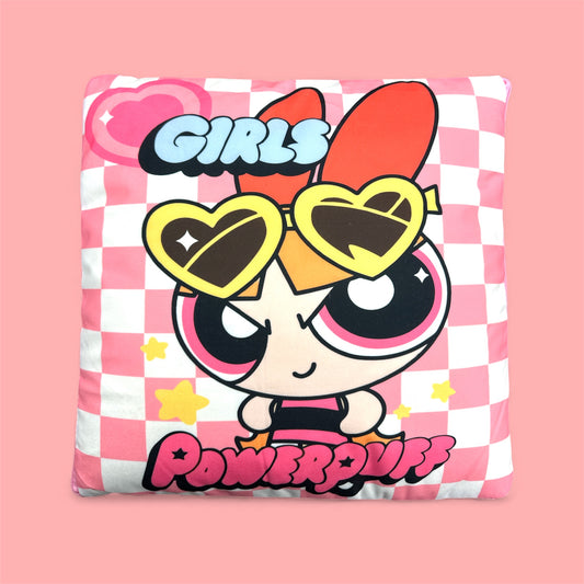 PINK SÚPER POWER GIRL CHECKERED 2 IN 1 PILLOW & BLANKET