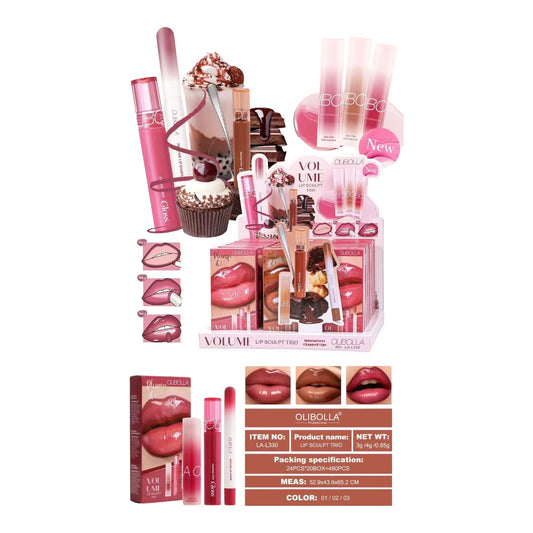 24PCS OLIBOLLA VOLUME LIP SCULPT TRIO LA -L330