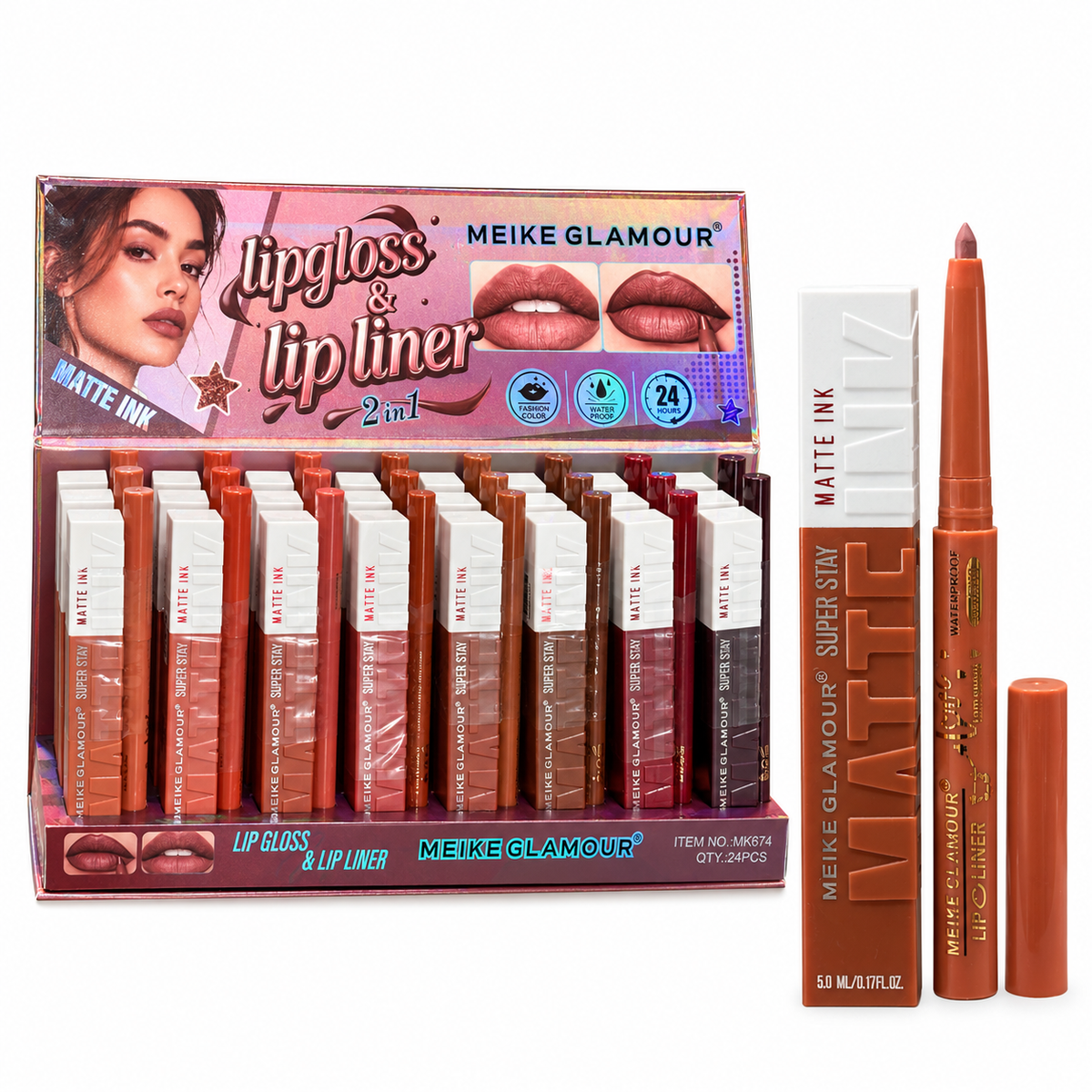 Meike Glamour Set Lipgloss & Lipliner Matte