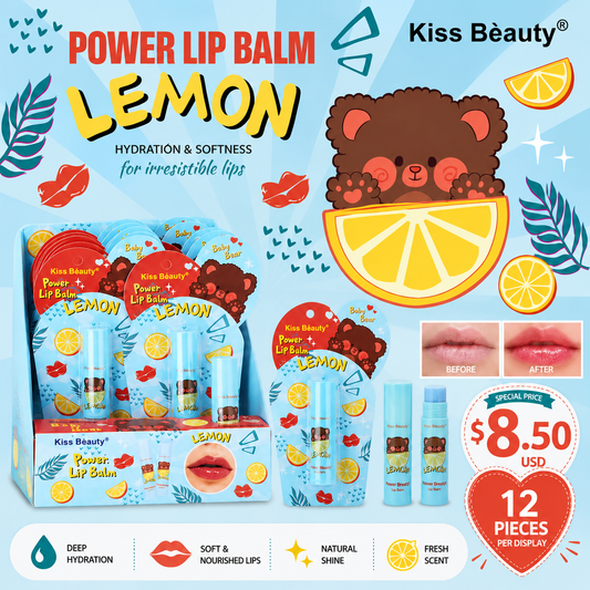 12PCS DISPLAY KISS BEAUTY LON POWER HYDRATION LIP BALM 2989-03B