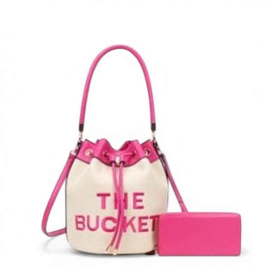 1PCS  PINK THE BUCKET PURSE WITH WALLET BL-9153-WRS