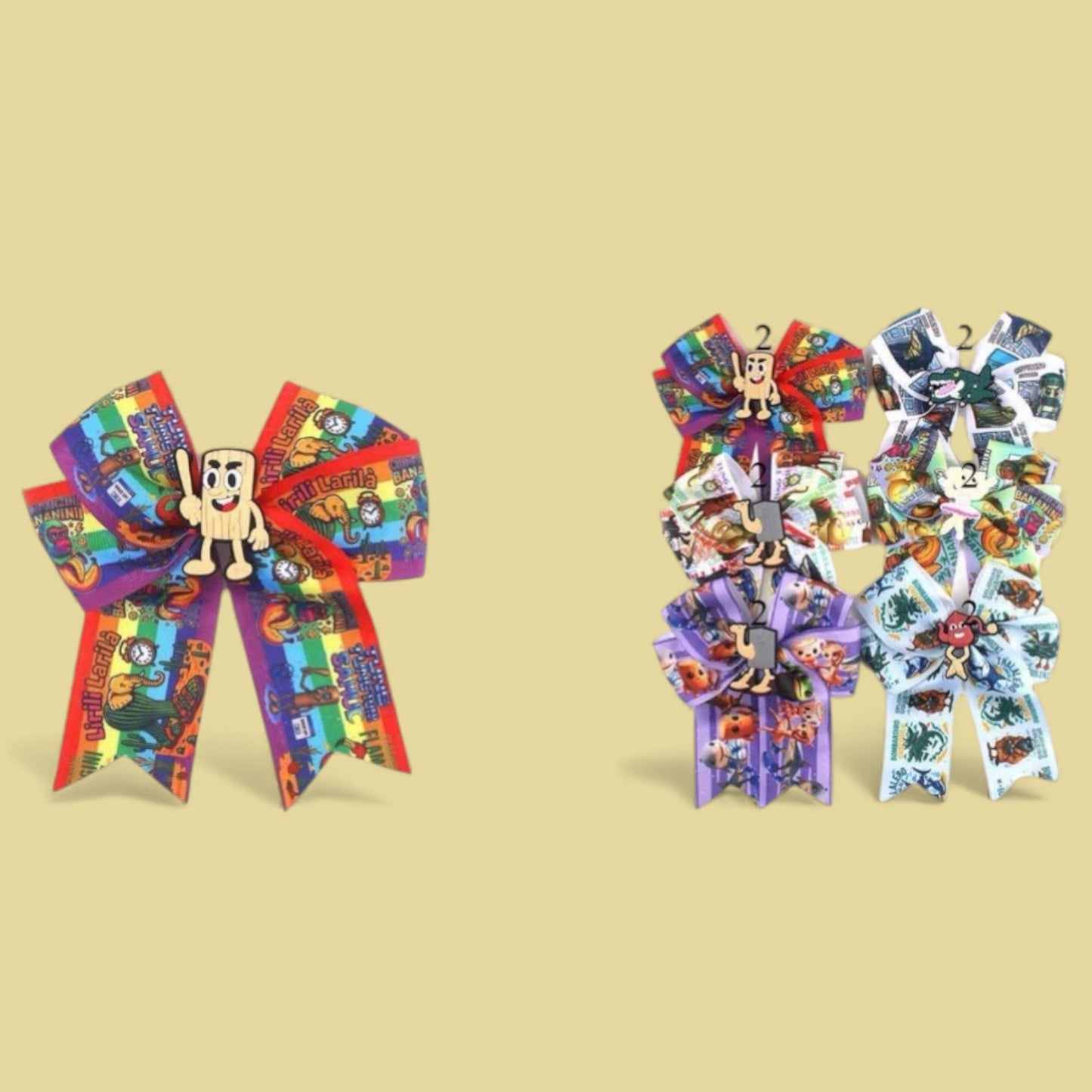 12PCS PACK BRAIN ROT HAIR BOWS MKC-4993