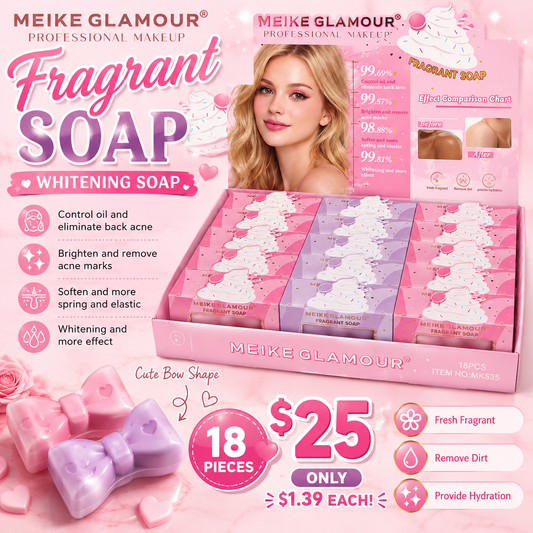 18PCS DISPLAY MEIKE GLAMOUR WHITENING FRAGRANT SOAP MK585