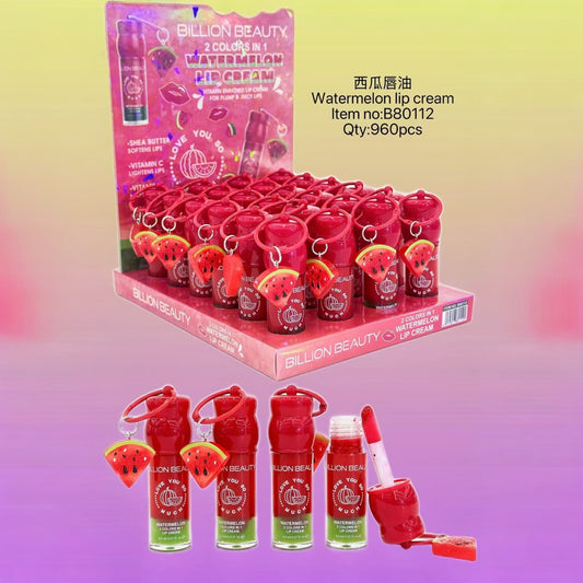 24PCS DISPLAY BILLION BEAUTY 2 COLORS WATERMELON LIP CREAM B80112