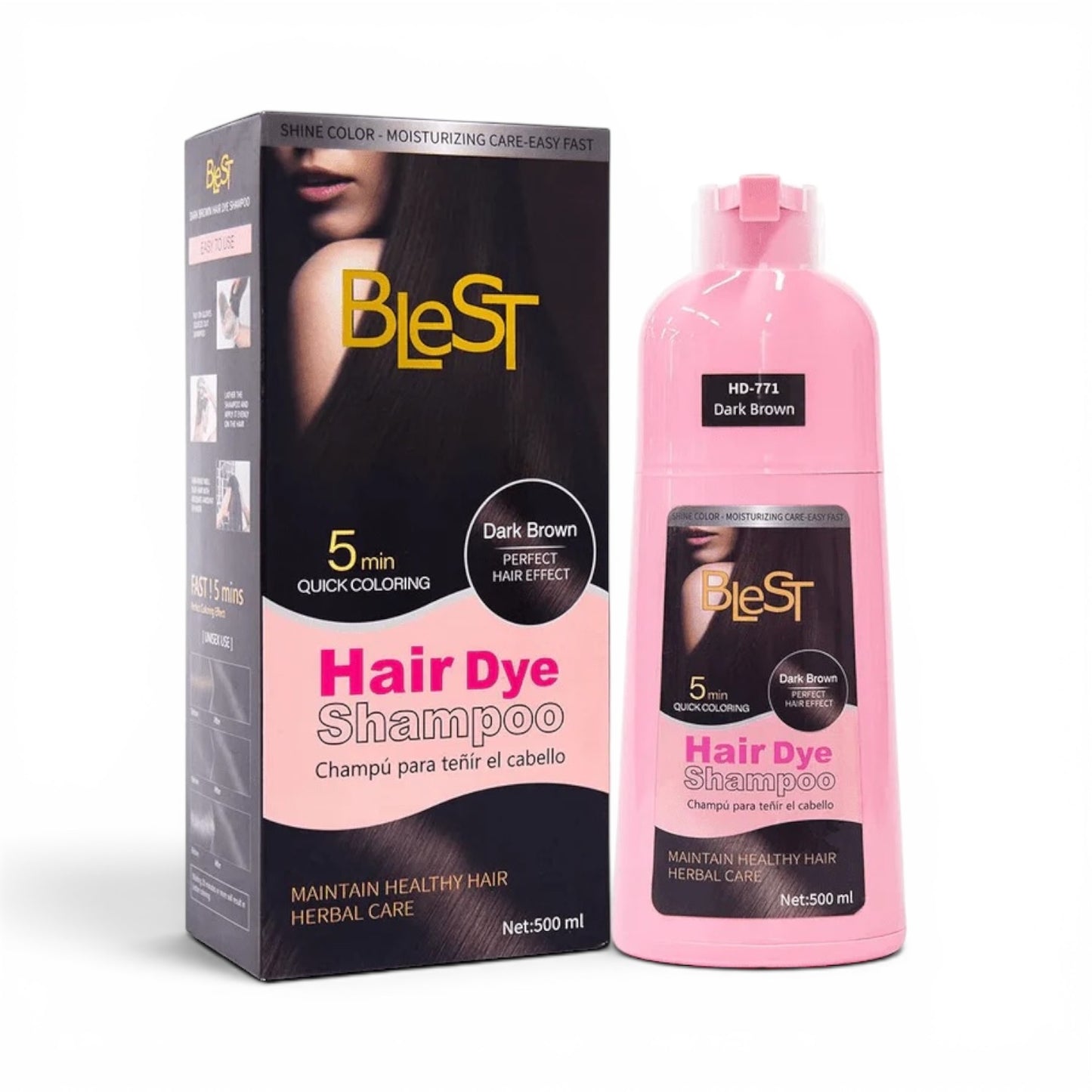 2PCS BLEST DARK BROWN HAIR DYE SHAMPOO HD-771