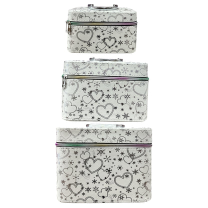 NOSTALGIC 2000’s WHITE 3PCS CARRY MAKEUP BOX