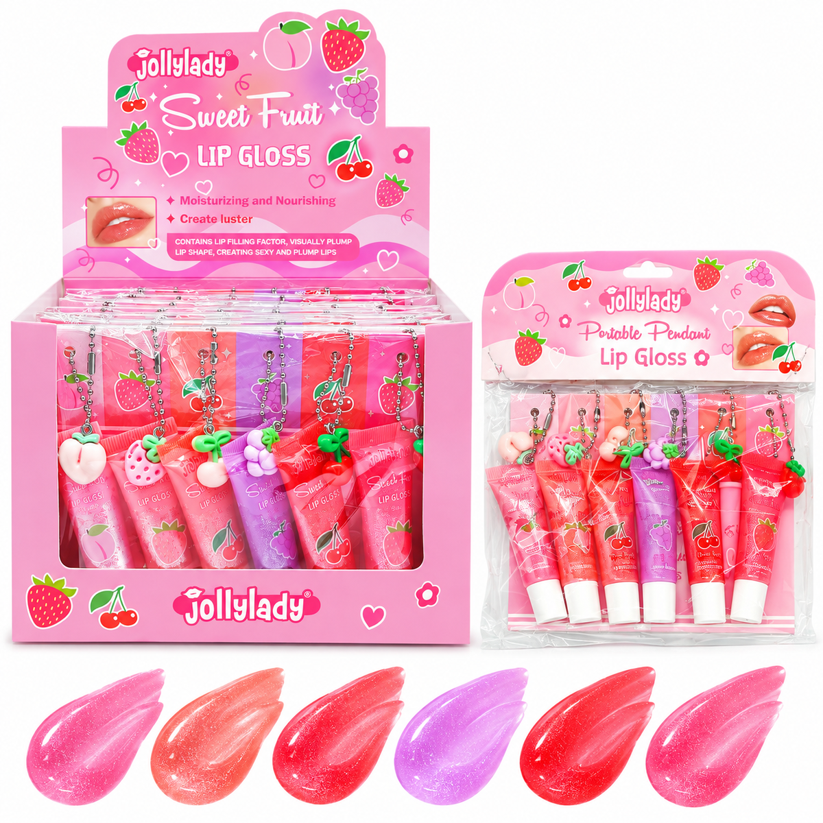 Set de 6 brillos labiales con sabor a fruta Jollylady (Duo)