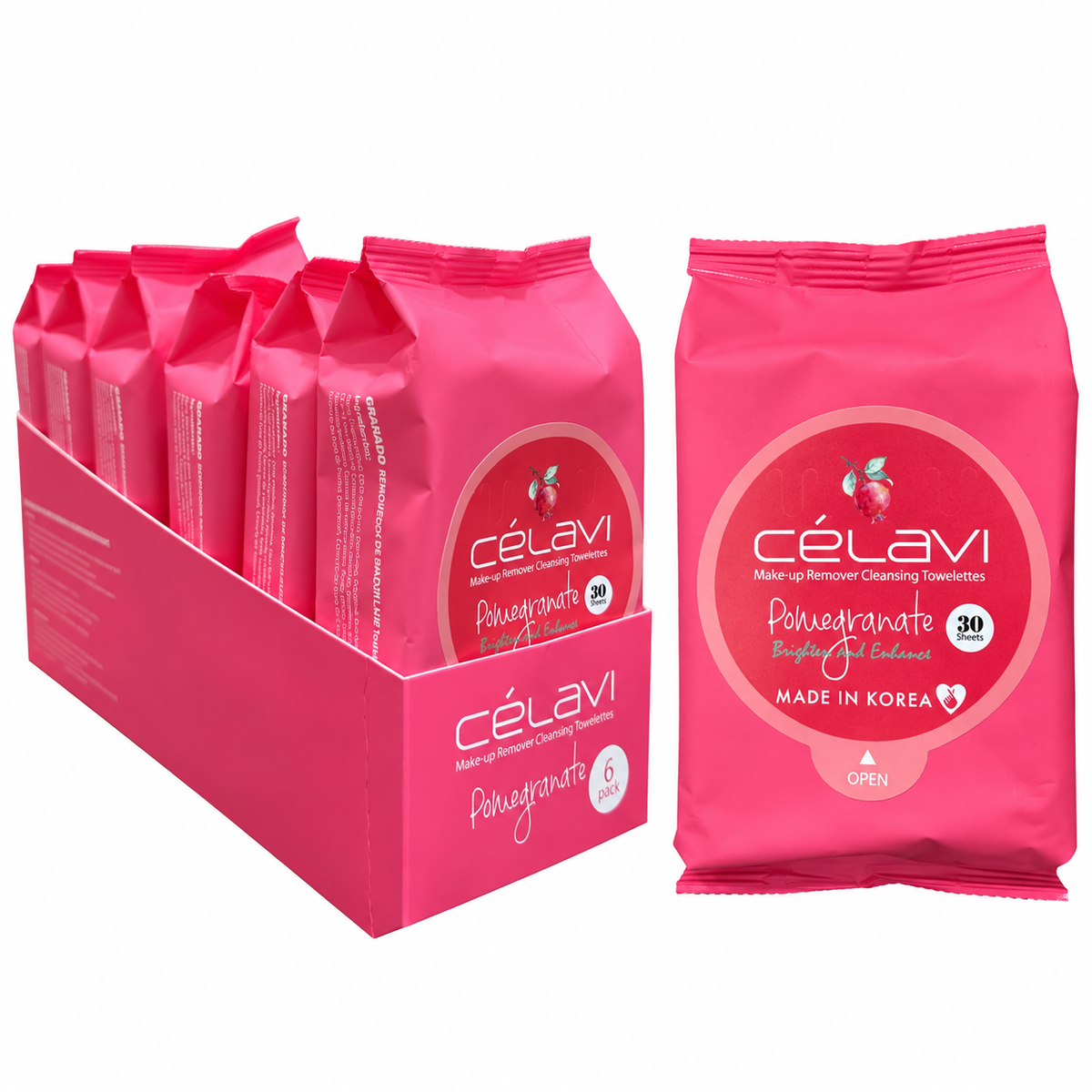 Celavi Makeup Pomegranate Remover Cleansing Towelettes