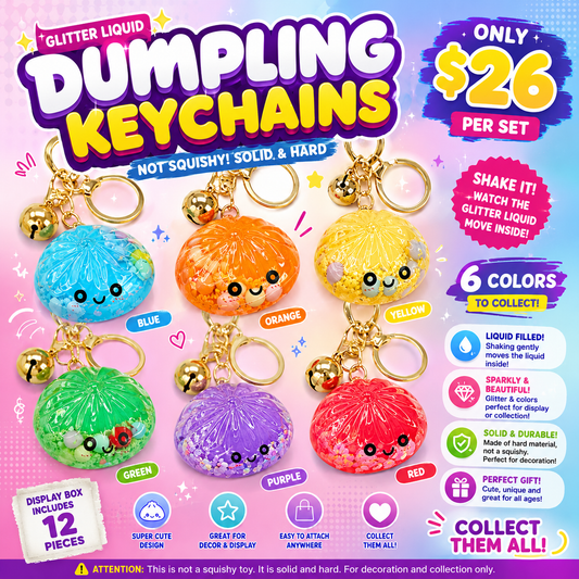 24PCS DISPLAY MYSTERY CRYSTAL WATER HARD SENSORY KEYCHAIN DUMPLING