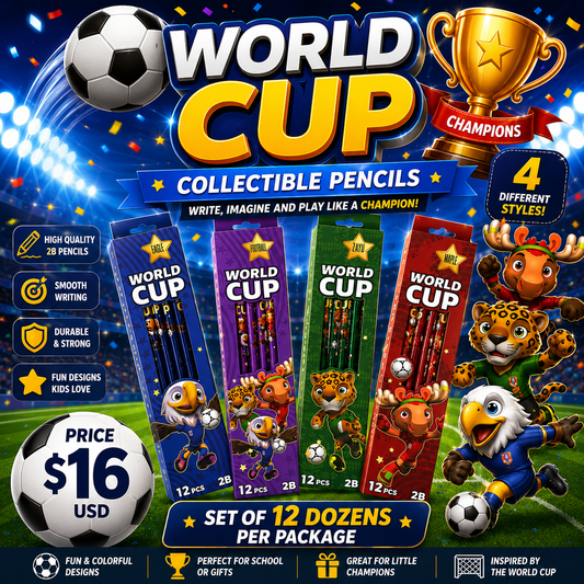 12PCS PACK  ANIMAL FIFA WORLD CUP PENCILS 12PCS SET 3783