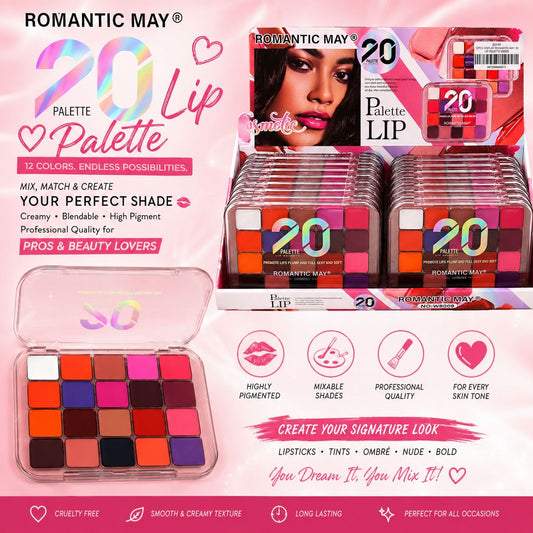 12PCS DISPLAY ROMANTIC MAY 20 LIP PALETTE W8009
