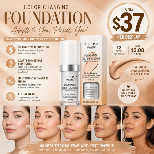 12PCS DISPLAY TAILAIMEI FINISH FOUNDATION COLOR CHANGING F054B