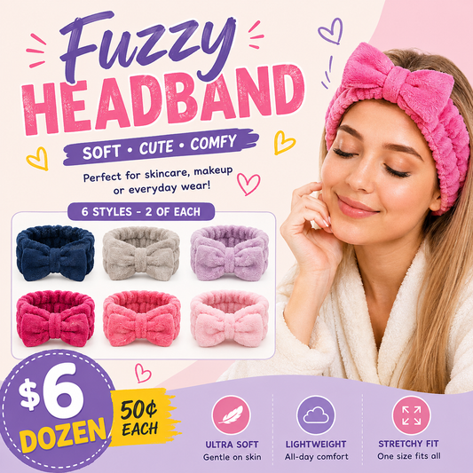 12PCS PACK FLUFFY SOLID HEADBAND MHB7