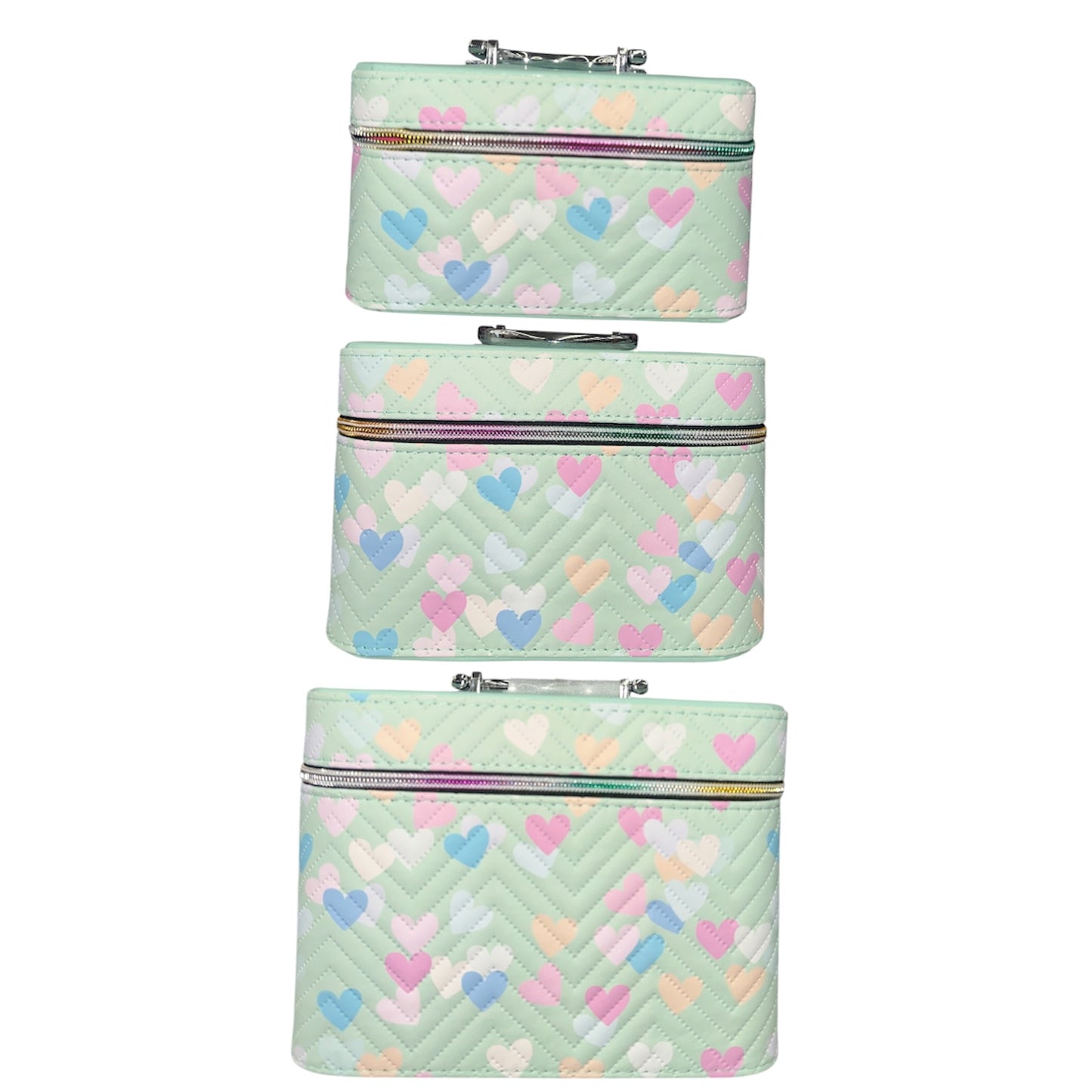GREEN IN HEARTED 3PCS CARRY ON MAKEUP BOX
