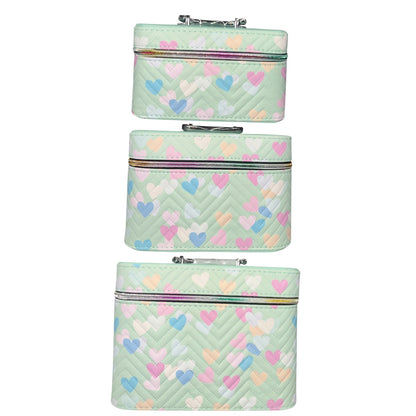 GREEN IN HEARTED 3PCS CARRY ON MAKEUP BOX