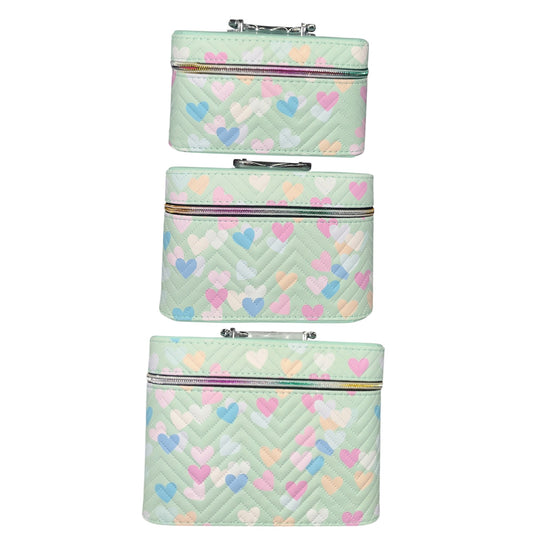 GREEN IN HEARTED 3PCS CARRY ON MAKEUP BOX