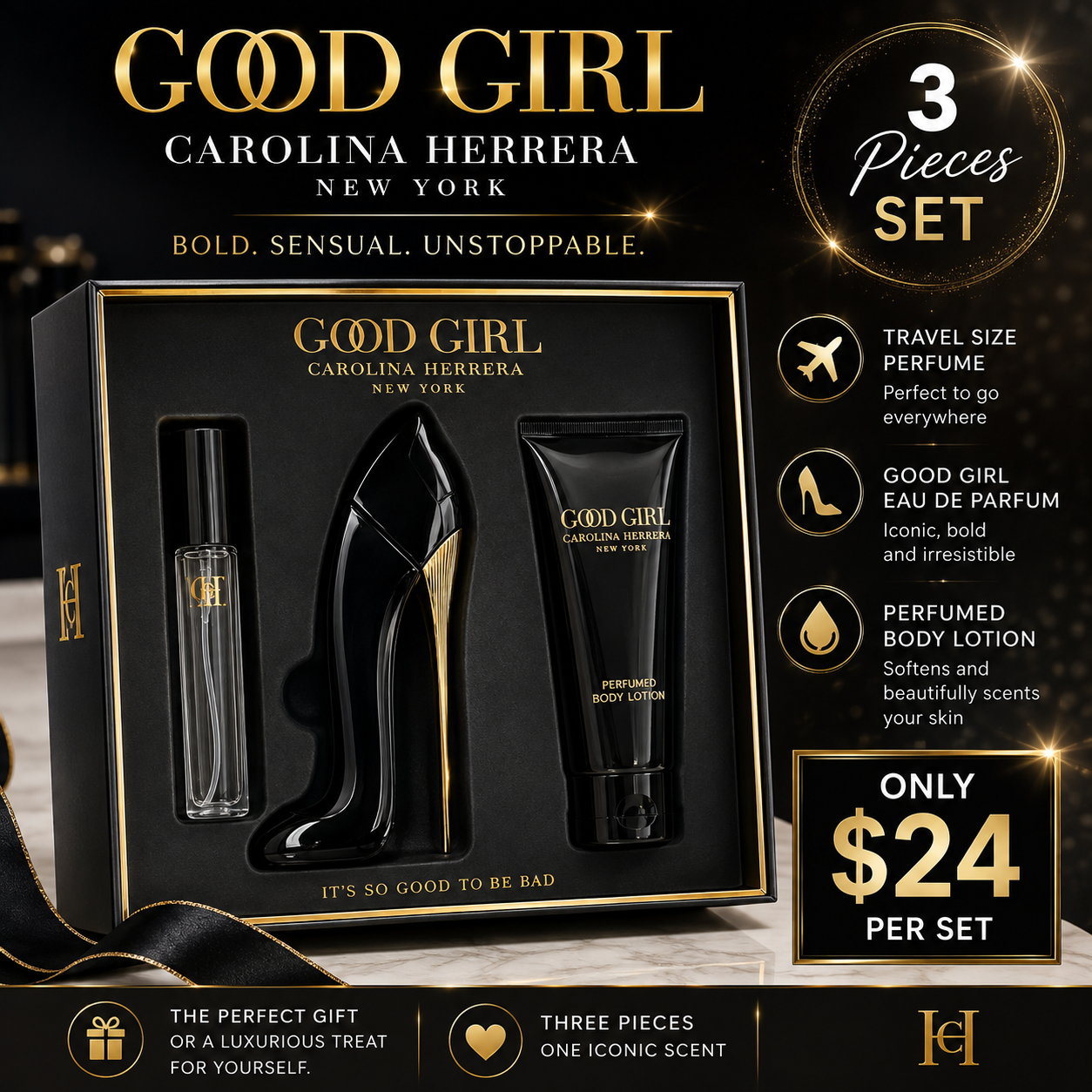 1PCS CH GOOD GIRL 3PCS GIFT SET CH398