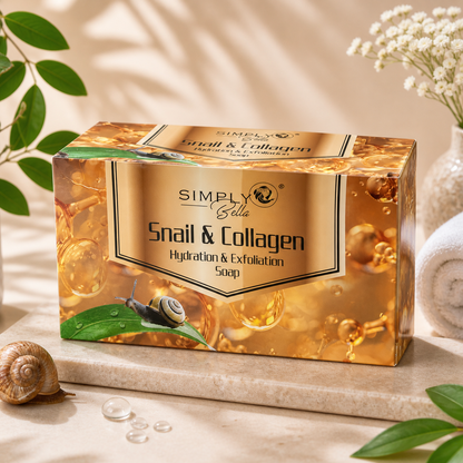 24PCS DISPLAY SIMPLE BELLA SNAIL & COLLAGEN HYDRATION & EXFOLIATION SOAP