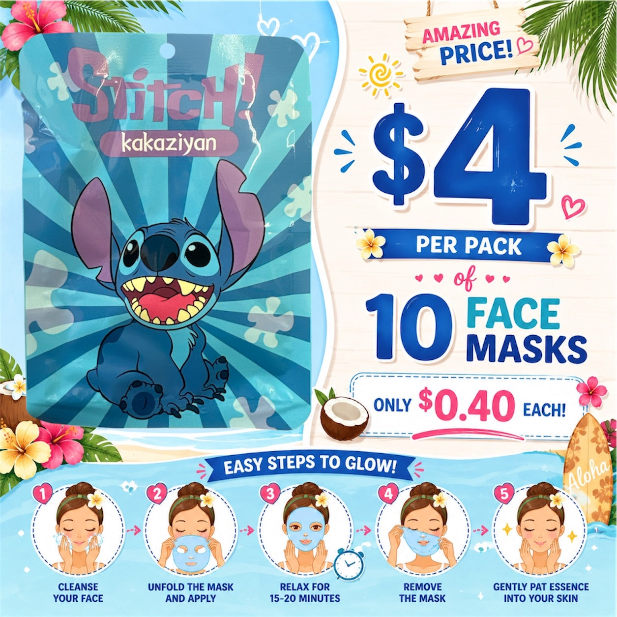 10PCS PACK KAKAZIYAN FACE-MASK BLUE GUY M19