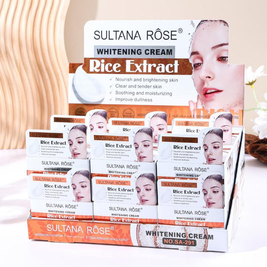 12PCS DISPLAY SULTANA ROSE RICE EXTRACT WHITENING CREAM SA-291